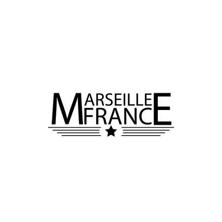 Marseille, France city modern lettering. Vector illustration logo text for webpage, print and advertisingのイラスト素材