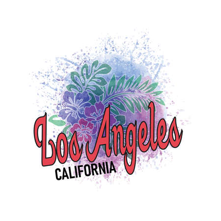 califonia los Angeles watercolor splash flower vector artのイラスト素材