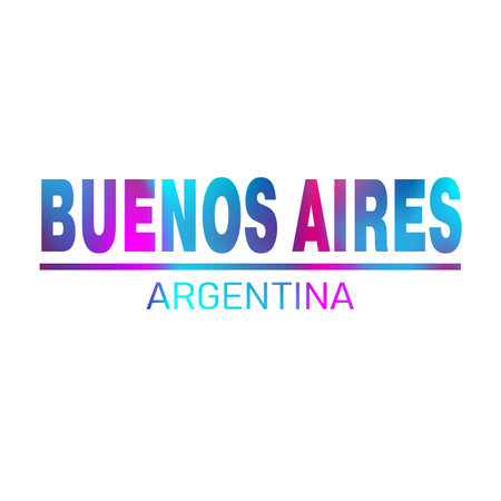 Buenos Aires. Concept of simple text for typography poster, sticker design, apparel print, greeting card or postcard. Graphic slogan isolated on white background. Vector illustration.のイラスト素材