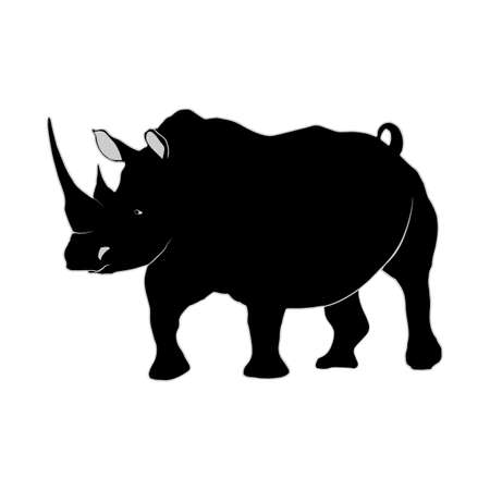 Vector rhino silhouette view side for retro logos, emblems, badges, labels template vintage design element. Isolated on white backgroundのイラスト素材