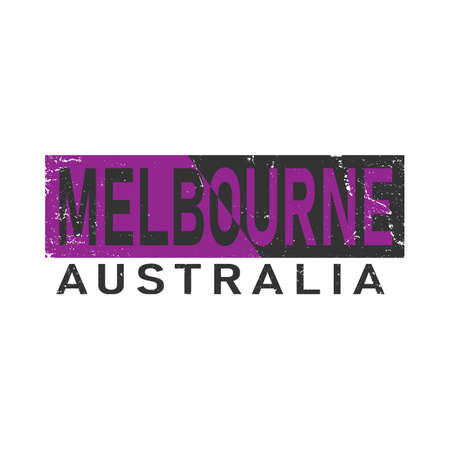 Melbourne, phrase. Concept of simple text for typography poster, sticker design, apparel print, greeting card or postcard. Graphic slogan isolated on white background. Vector illustrationのイラスト素材