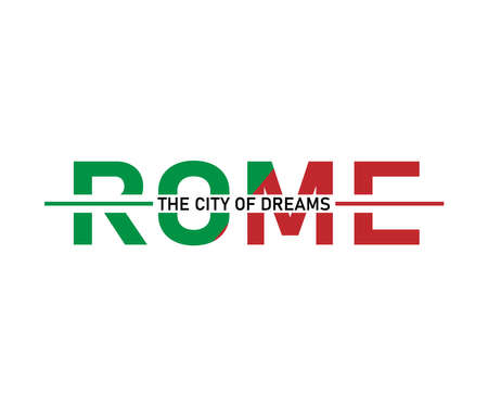 Rome city Typography Graphics. Fashion stylish printing design for sportswear apparel. Original wear. Concept in vintage graphic style for different print production. Coliseum. Vector illustration.のイラスト素材