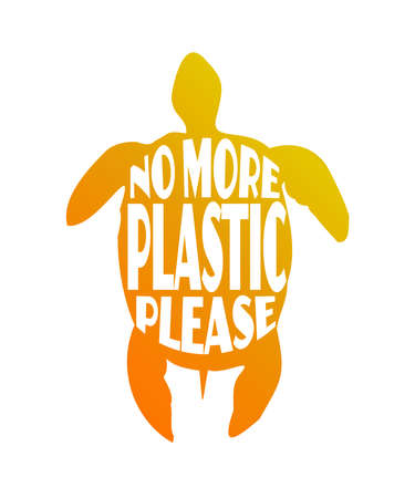 Say no to plastic, no more plastic, sea turtles crying for help cartoon vector illustration doodle styleのイラスト素材
