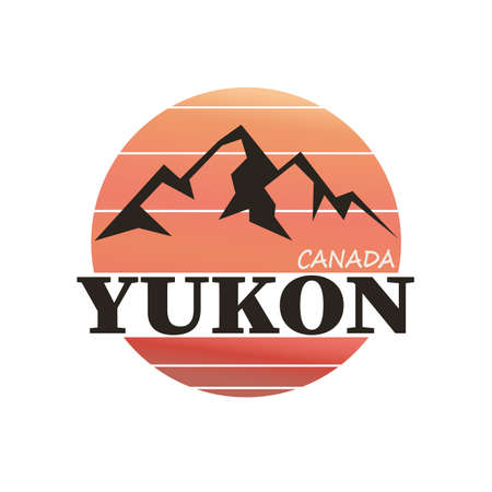 Canada Yukon design. Wild vintage north discovery vector print for boy t shirt. Grunge effect in separate layer.のイラスト素材