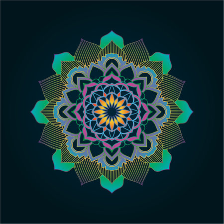 Mandala circular pattern with colorful lotus vector illustrationのイラスト素材