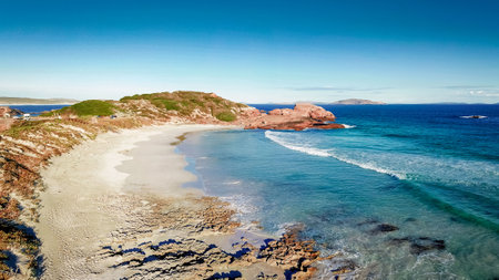 beach landscape with turquoise water albany western australiaの写真素材