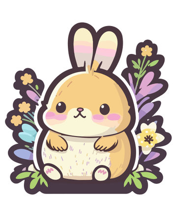 Happy Easter Bunny Vector illustration. Cute Rabbit cartoon character.のイラスト素材