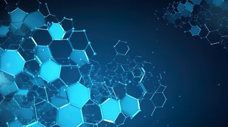 Abstract science medical pastel blue background. Hexagon geometric design