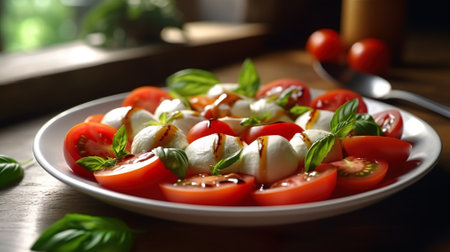 Halved juicy cherry tomatoes with fresh parsley, spices and spring onion. Home made food.の素材