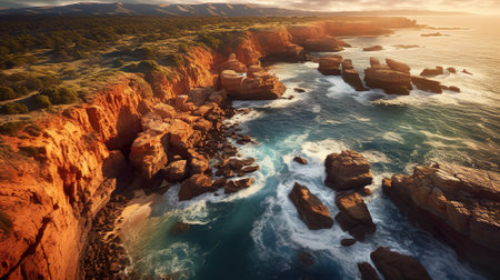 Sunset at coastline western australia in Broome red cliffsの写真素材