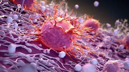3d rendered medically accurate illustration of a cancer cellの写真素材
