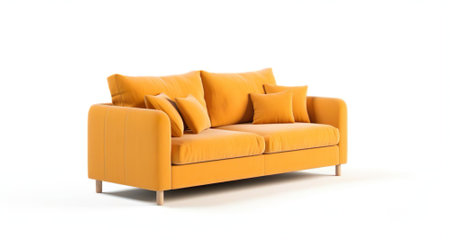 yellow sofa isolated on white backgroundの写真素材