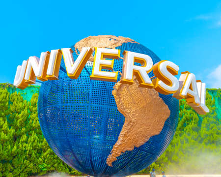 OSAKA, JAPAN - AUGUST 12, 2018: Universal Studios Japan(USJ) is very popular theme park located in Osaka Bay. The park has a great variety of attractions and entertainment located at Osaka, Japan.のeditorial素材