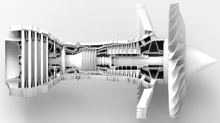 Jet engine 3D illustration. 3D CG. High resolution.