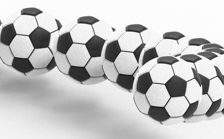 Realistic leather soccer ball or football ball closeup image. 3D illustration. 3D CG. High resolution.の写真素材