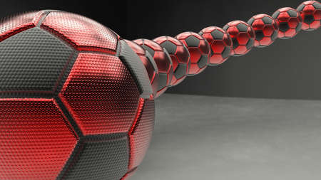 Realistic leather soccer ball or football ball closeup image. 3D illustration. 3D CG. High...