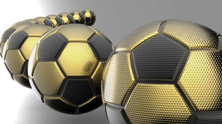 Realistic leather soccer ball or football ball closeup image. 3D illustration. 3D CG. High...