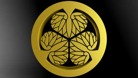 Japanese family crest. TOKUGAWA AOI. 3D illustration. 3D CG.の写真素材