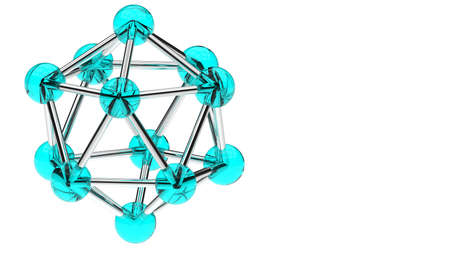 Icosahedral molecule structure. Atom. 3D illustration. 3D CG.