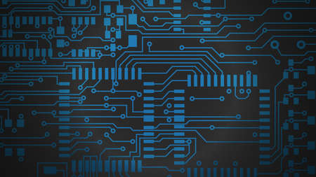 Circuit board. Electronic computer hardware technology. Tech science background. Integrated communication processor. Information engineering component. 3D illustration. 3D CG. High resolution.の写真素材