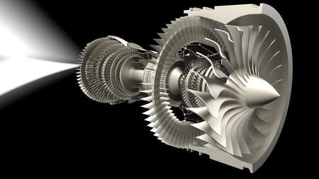 Jet engine. 3D illustration. 3D CG. High resolution.