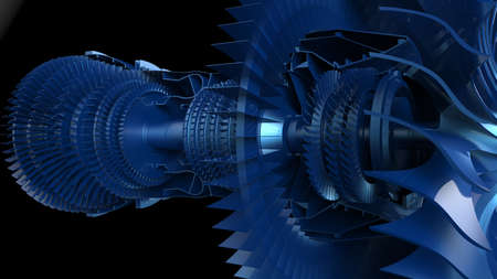 Jet engine. 3D illustration. 3D CG. High resolution.