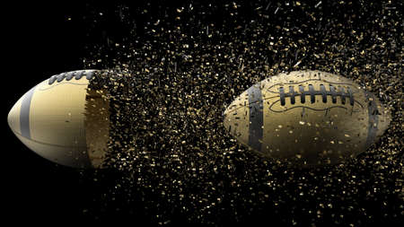 American football helmet and Ball. 3D illustration. 3D high quality rendering.