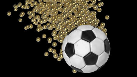 Soccer ball with Particles. 3D illustration. 3D high quality rendering.の写真素材