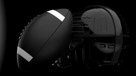 American football helmet and Ball.  3D illustration. 3D high quality rendering.の写真素材