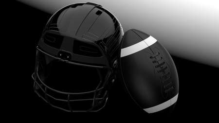 American football helmet and Ball.  3D illustration. 3D high quality rendering.の写真素材