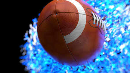 American Football Ball with Particles. 3D illustration. 3D high quality rendering.