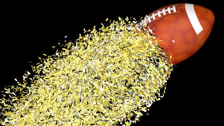 American Football Ball with Particles. 3D illustration. 3D high quality rendering.の写真素材