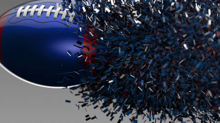 American Football Ball with Particles. 3D illustration. 3D high quality rendering.