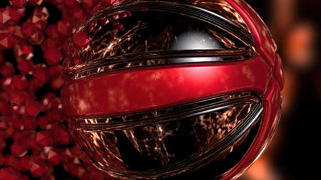 Black-Red Basketball with Red Particles. 3D illustration. 3D high quality rendering.の写真素材