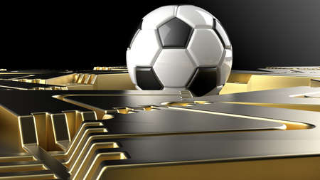 Soccer Ball and Gold Star Abstract. 3D illustration. 3D CG. High resolution.の写真素材