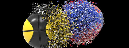 Basketball with Particles. 3D CG. 3D illustration. 3D high quality rendering.