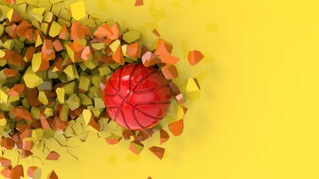 Basketball with Particles under  Linghting Background. 3D illustration. 3D high quality rendering.の写真素材