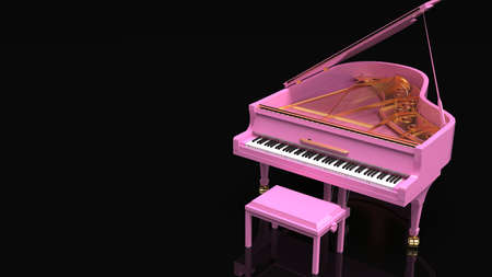 Pink-Gold Grand Piano. 3D illustration. 3D high quality rendering. 3D CG.の写真素材