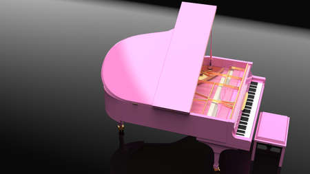 Pink-Gold Grand Piano. 3D illustration. 3D high quality rendering. 3D CG.の写真素材