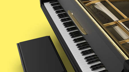 Grand Piano under Yellow Background. 3D illustration. 3D high quality rendering. 3D CG.の写真素材