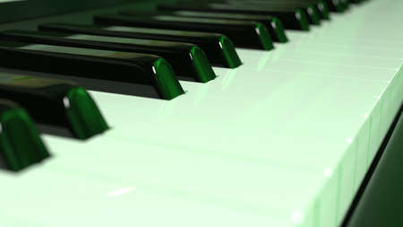 Grand Piano under Green Flash Light Background. 3D illustration. 3D high quality rendering. 3D CG.の写真素材