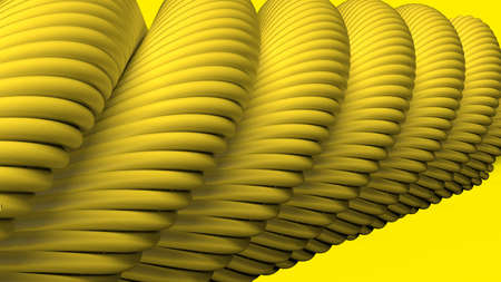 Yellow metallic wire rope on yellow background. 3D illustration. 3D high quality rendering. 3D CG.