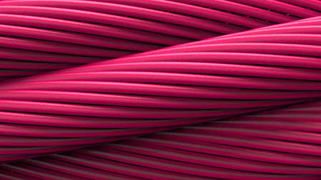 Pink metallic wire rope on pink background. 3D illustration. 3D high quality rendering.
