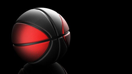 Metallic Red-Black Basketball Design Background.  3D illustration. 3D CG. High quality rendering.の写真素材