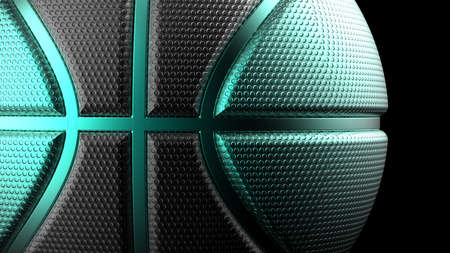 Metallic Green-Black Basketball Design Background.  3D illustration. 3D CG. High quality rendering.の写真素材