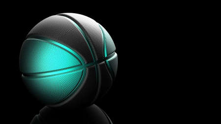 Metallic Green-Black Basketball Design Background.  3D illustration. 3D CG. High quality rendering.の写真素材