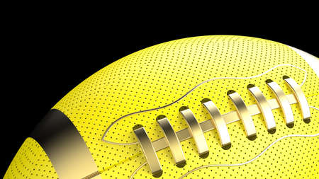 Yellow-Gold American football standard ball under black background. 3D illustration. 3D high quality rendering. 3D CG.の写真素材