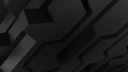 Black Leather Geometric Abstract Background Wall Paper. 3D illustration. 3D high quality rendering....