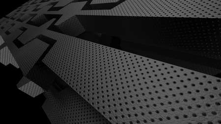 Black Leather Geometric Abstract Background Wall Paper. 3D illustration. 3D high quality rendering. 3D CG.の写真素材