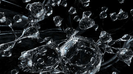 Splash water under space ship background. 3D illustration. 3D CG.3D high quality rendering.